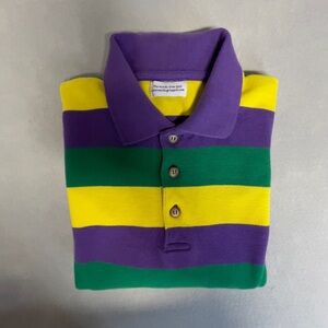Mardi Gras Rugby Full Stripe Men's Shirt in Purple,Yellow, Green Size L